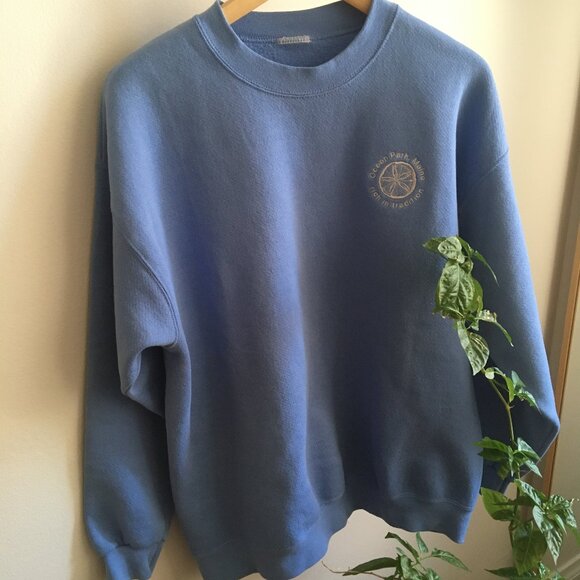 Vintage light blue pullover sweatshirt (unisex, sizes XS through L) - Picture 2 of 10